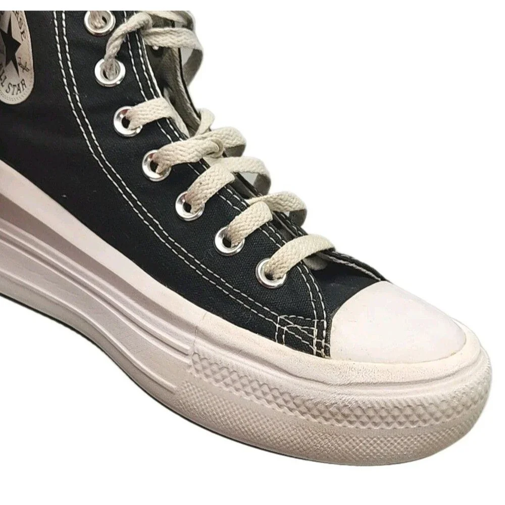 Converse All Star Shoe Sneaker Women Sz 9 High Top Platform Black White 568497C
